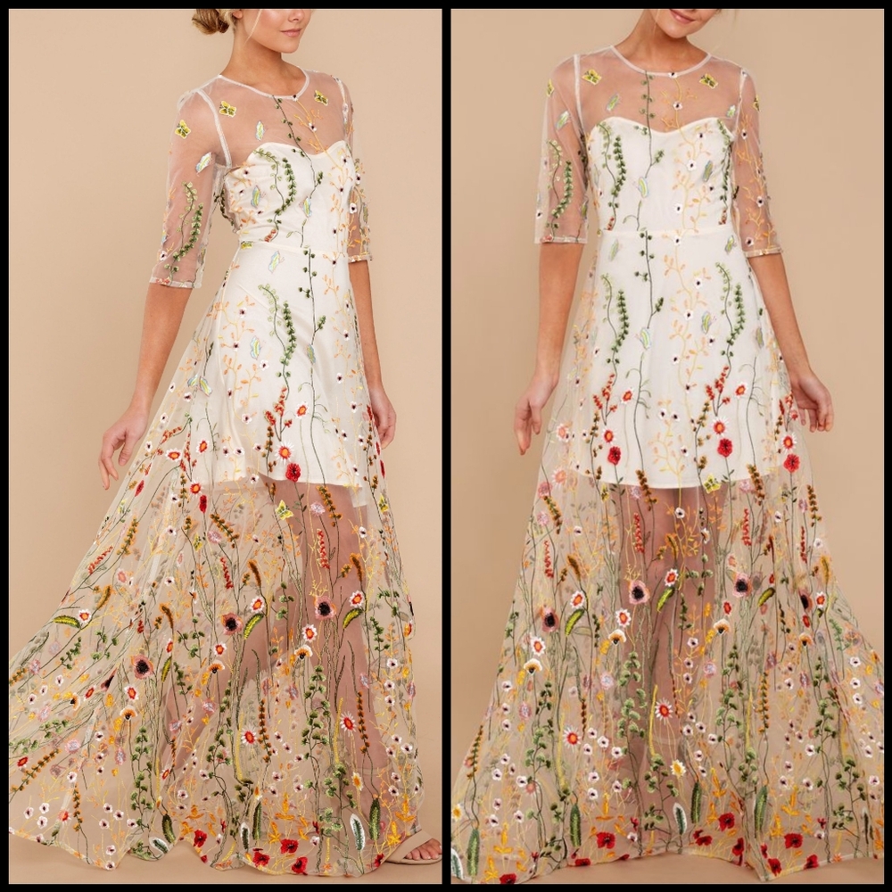 Red Dress Boutique Sheer Floral Maxi Dress